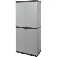 Armadio portascope Mongardi 7810C04 in melaminico grigio, 2 ante, 4 ganci porta scope, 3 ripiani, dimensioni 68x39,5x168 cm