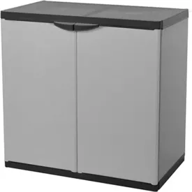 Mongardi armadio basso in resina 2 ante con 2 ripiani regolabili, dimensioni 68x40x85 cm, ideale per garage, balcone e lavanderia