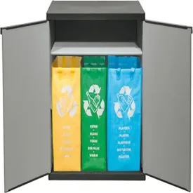 Armadio raccolta differenziata Mongardi 7818C04 con due ante e tre borse interne rimovibili in tessuto tecnico, dimensioni 68x39,5x85 cm