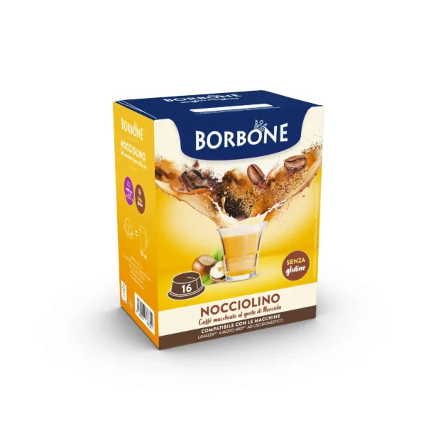 Caffè Borbone Nocciolino – 96 Capsule Compatibili Lavazza A Modo Mio* – 6 Confezioni da 16 – Caffè Macchiato al Gusto di Nocciola - immagine 1