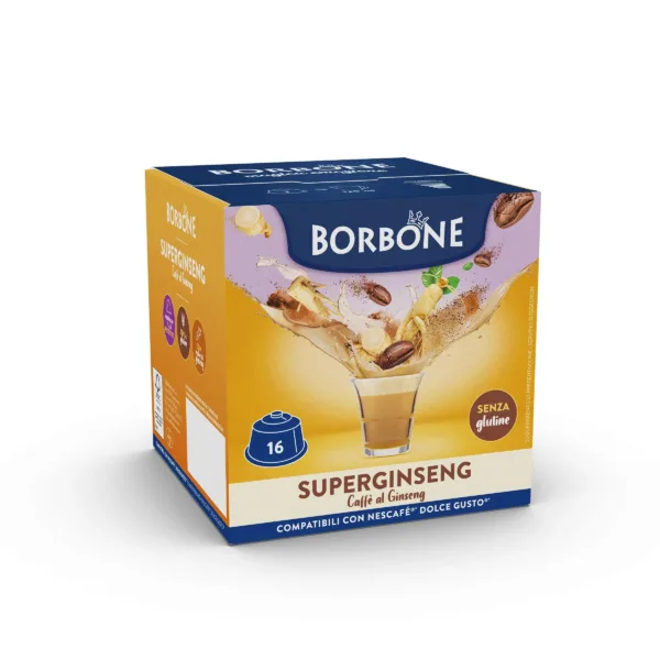 Caffè Borbone SuperGinseng – 64 Capsule Compatibili Dolce Gusto – Bevanda Energizzante al Ginseng Cremosa e Senza Caffeina - immagine 1