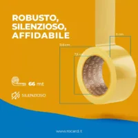 Rocard® - Nastro Adesivo Per Imballaggi - Pacchi 6 pcs 50×66 Nastro da Imbalaggio Silenzioso Resistente all'Acqua.