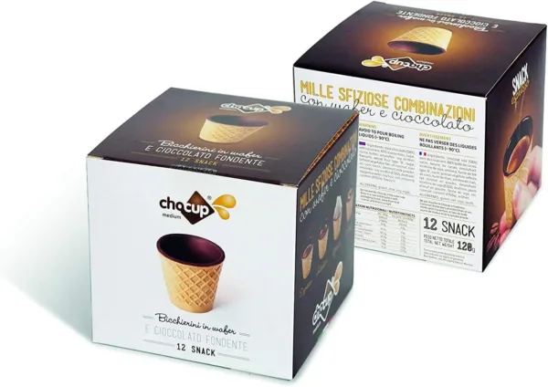 Chocup - Bicchierini wafer e cioccolato fondente - Da 60 Ml - Confezione da 12 Snack - immagine 1