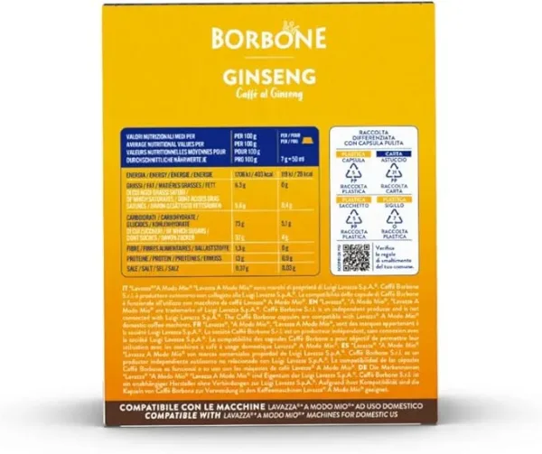 Caffè Borbone Ginseng – 96 Capsule Compatibili Lavazza A Modo Mio* – 6 Confezioni da 16 – Caffè al Ginseng Energetico e Aromatico - immagine 6