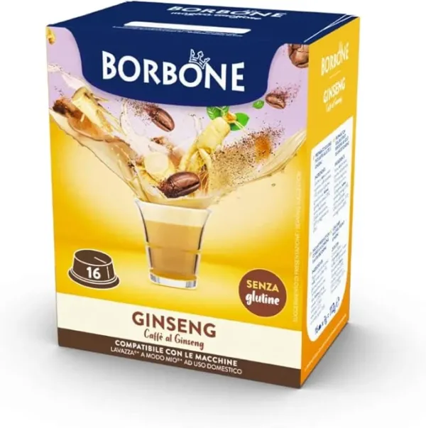 Caffè Borbone Ginseng – 96 Capsule Compatibili Lavazza A Modo Mio* – 6 Confezioni da 16 – Caffè al Ginseng Energetico e Aromatico - immagine 2