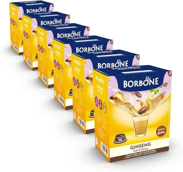 Caffè Borbone Ginseng – 96 Capsule Compatibili Lavazza A Modo Mio* – 6 Confezioni da 16 – Caffè al Ginseng Energetico e Aromatico - immagine 3