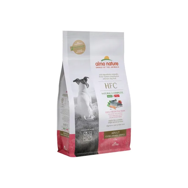 Almo Nature - Hfc - Mangime Secco - Completo e Bilanciato - Con 100 per cento di Salmone Fresco - Sacco da 1.2 Kg - immagine 1