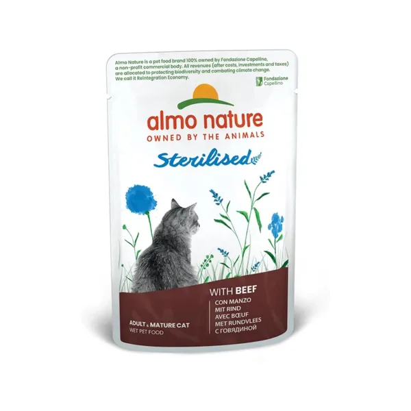 Almo Nature HFC Functional Sterilised Manzo – 30 Bustine da 70g – Cibo Umido Naturale per Gatti Adulti Sterilizzati – Alta Qualità e Gusto Irresistibile - immagine 1