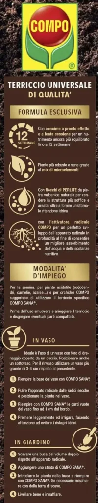 Compo Sana - Terriccio Universale di qualità -  Per piante d'appartamento, balcone e giardino - 80 Litri - immagine 4