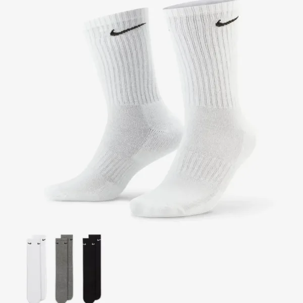 Nike Everyday Cushioned – Set 3 Paia Calzini Unisex – Neri, Bianchi, Grigi – Sport e Tempo Libero - immagine 6