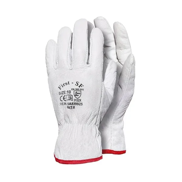 Rocard® | 12 Paia | Guanti da Lavoro in pelle In Fiore Bovino Elastico Stringipolso ed Orlo | Taglia 10 | Colore: Bianco | - immagine 1