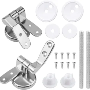 Kit di 2 cerniere di ricambio per sedile WC Rocard con accessori di fissaggio inclusi.