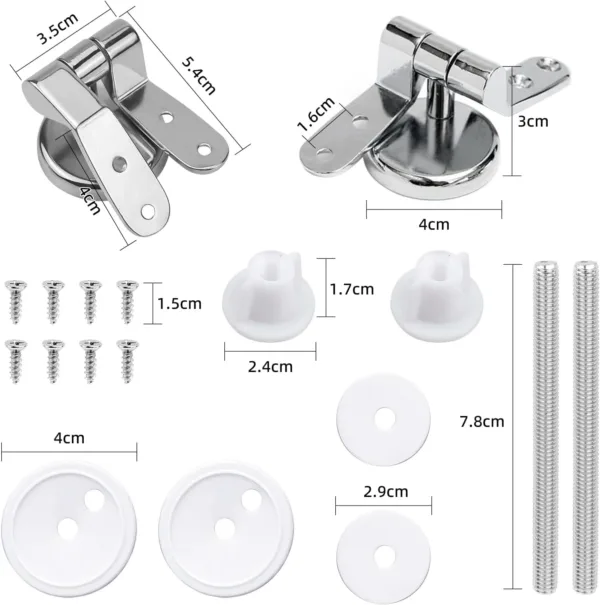 Rocard® | Cerniere di ricambio per sedile WC | Cerniere di ricambio per WC | Kit di riparazione fai da te per Wc | Con accessori e parti di riparazione per la maggior parte dei sedili WC (2 pezzi) - immagine 2