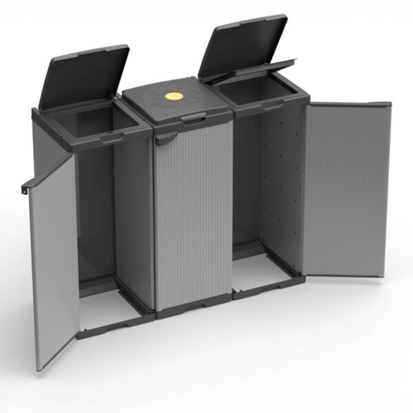 Adventa Portasacco Tris Raccolta Differenziata – 102x38x87 cm – 3 Scomparti, Modular System, per Sacchi 80–110L, Uso Interno/Esterno - immagine 2