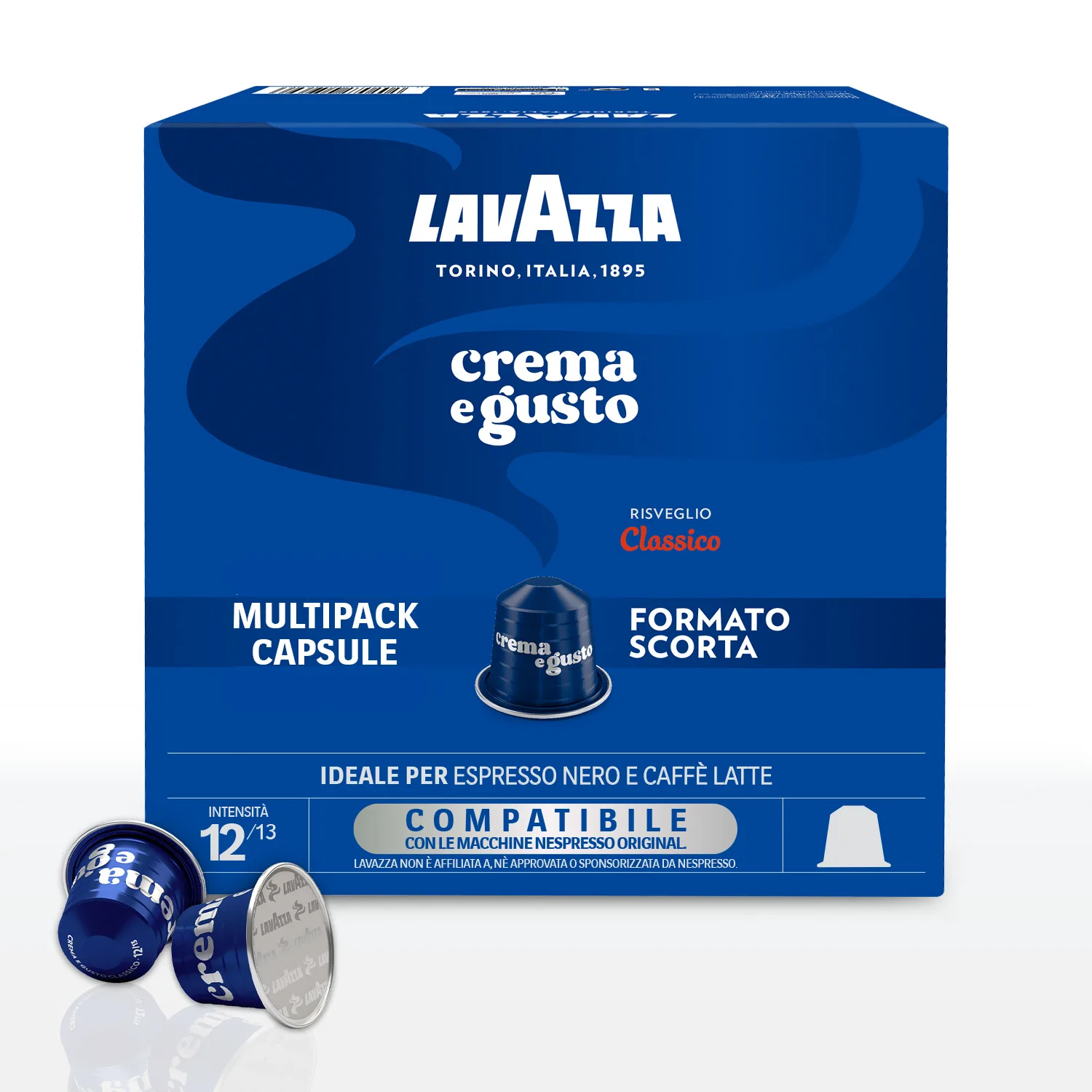 Lavazza Capsule in Alluminio Compatibili con Nespresso Miscela Crema e Gusto Risveglio Classico