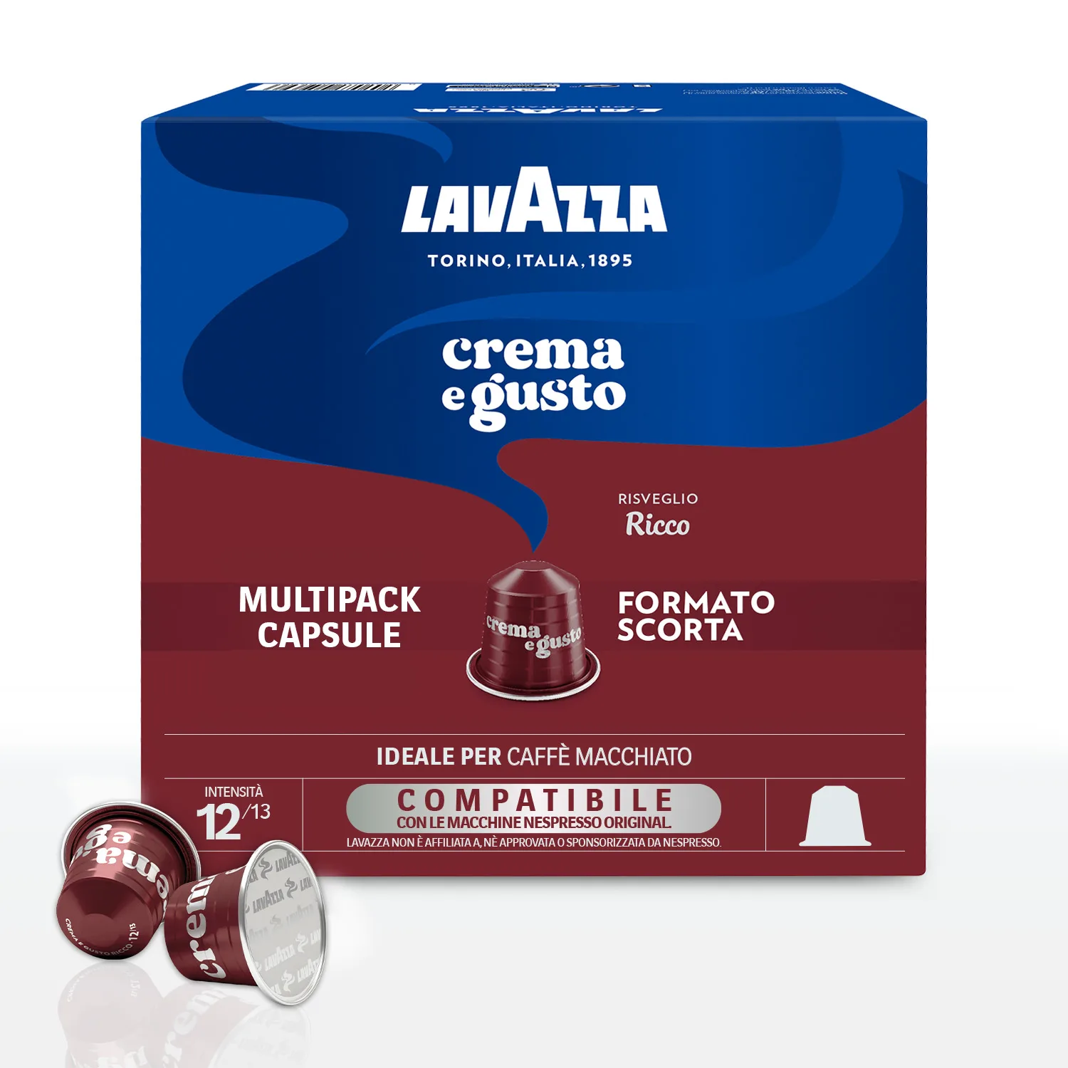 Lavazza Capsule in Alluminio compatibili con macchine Nespresso Crema e Gusto Risveglio Ricco Lavazza Capsule in Alluminio compatibili con macchine Nespresso Crema e Gusto Risveglio Ricco