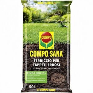Sacco COMPO SANA Terriccio 50L per tappeti erbosi, ideale per nuovi impianti, manutenzione e rigenerazione del prato.