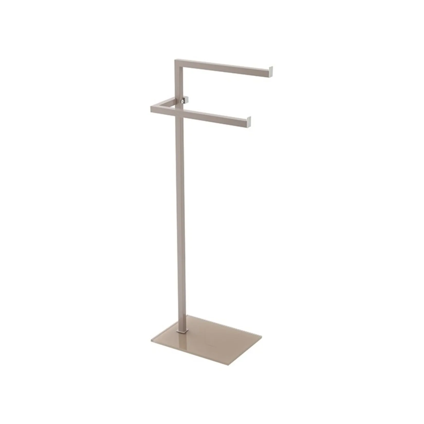 Feridas Piantana portasciugamani in acciaio tortora con base in vetro