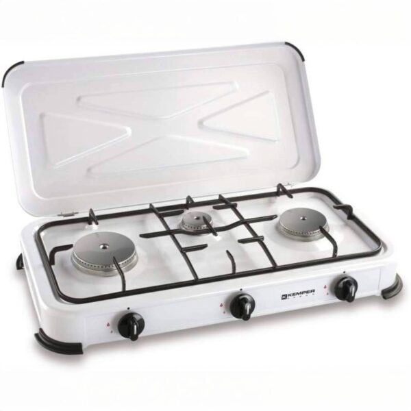 Kemper Fornello a Gas Smaltato 3 Fuochi con coperchio