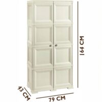Tontarelli Omnimodus Armadio in Resina 2 Ante – 4 Ripiani + Portascope – 79x43x164 cm – Colore Angora - immagine 2