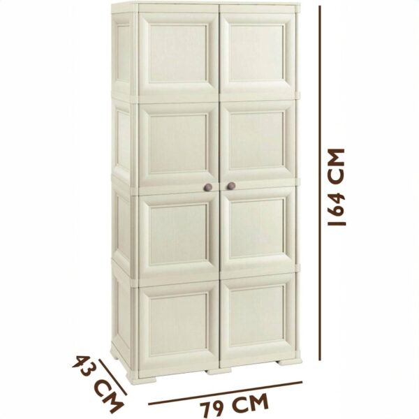 Tontarelli Omnimodus Armadio in Resina 2 Ante – 4 Ripiani + Portascope – 79x43x164 cm – Colore Angora - immagine 2