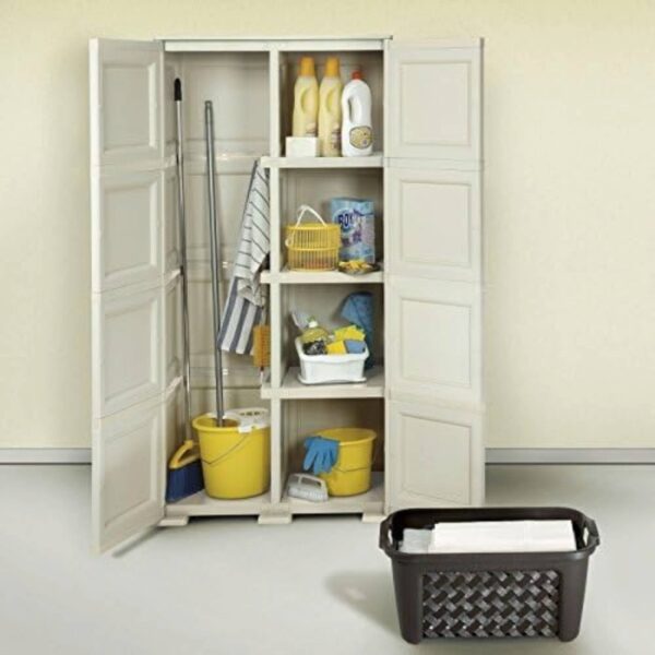 Tontarelli Omnimodus Armadio in Resina 2 Ante – 4 Ripiani + Portascope – 79x43x164 cm – Colore Angora - immagine 3