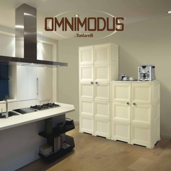 Tontarelli Omnimodus Armadio in Resina 2 Ante – 4 Ripiani + Portascope – 79x43x164 cm – Colore Angora - immagine 4