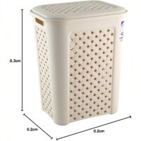 Tontarelli Arianna Cesta Portabiancheria Traforata in Plastica – Capacità 50 Litri – Colore Beige - immagine 2