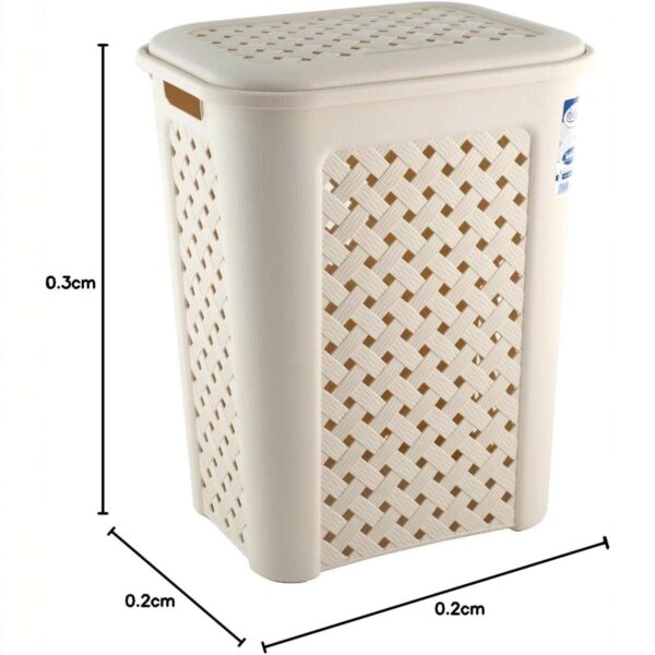 Tontarelli Arianna Cesta Portabiancheria Traforata in Plastica – Capacità 50 Litri – Colore Beige - immagine 2