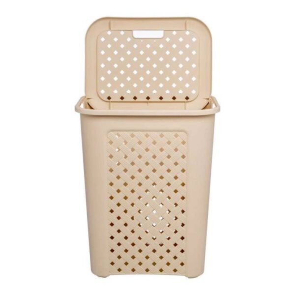Tontarelli Arianna Cesta Portabiancheria Traforata in Plastica – Capacità 50 Litri – Colore Beige - immagine 3