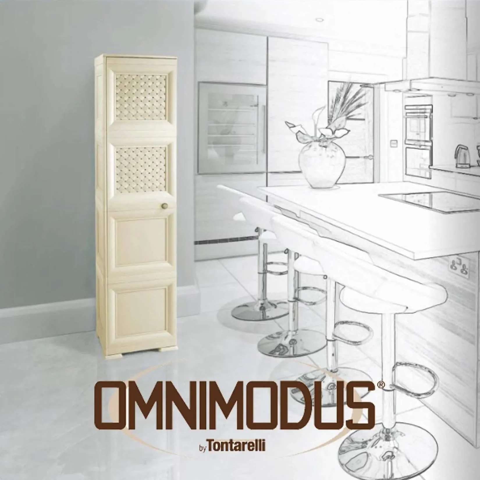 Tontarelli Mobile Portascope Omnimodus 1 Anta 4 Moduli Angora 40x43x164 cm - immagine 5
