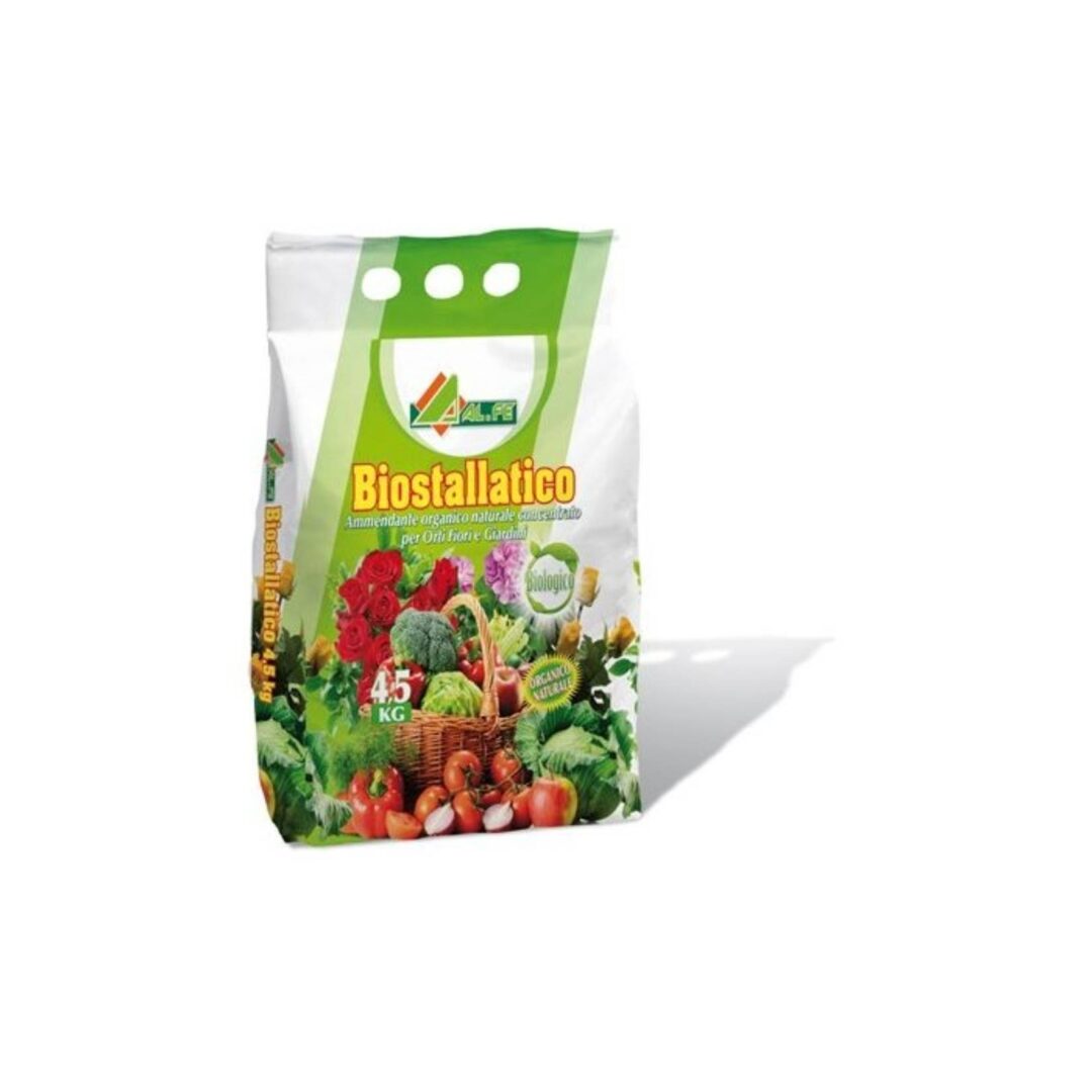 Sacco Alfe Biostallatico Concime Organico Naturale 4,5 Kg, fertilizzante bio per orto, giardino e prato.