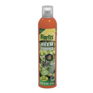 Flacone Flortis Neem + Ortica Spray 250 ml, antiparassitario naturale per piante contro afidi, tripidi e mosche bianche.