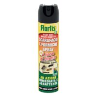 Bomboletta Flortis Insetticida Scarafaggi e Formiche 400 ml, spray ad azione rapida per interni ed esterni.