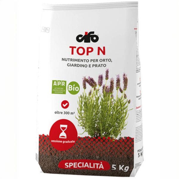 CIFO Top N Concime Granulare Bio 5kg – Lenta Cessione per Prato, Orto e Giardino – Crescita Sana e Costante - immagine 1