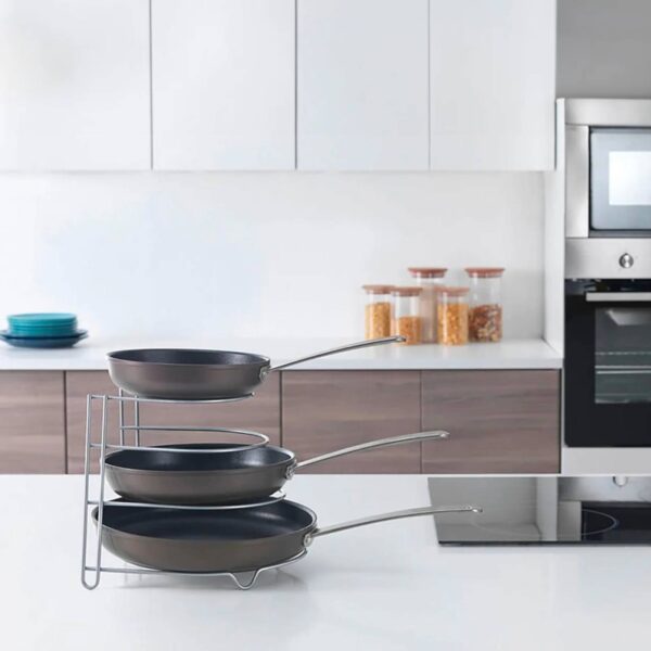 Metaltex Porta Padelle Canyon 4 Posti – Salvaspazio da Cucina in Metallo Resistente - immagine 4