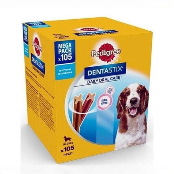 Pedigree Dentastix per Cani Taglia Media 10-25 kg – 105 Bastoncini Igiene Orale – Snack Dentale 180g (15 Confezioni da 7 Pezzi) - immagine 3