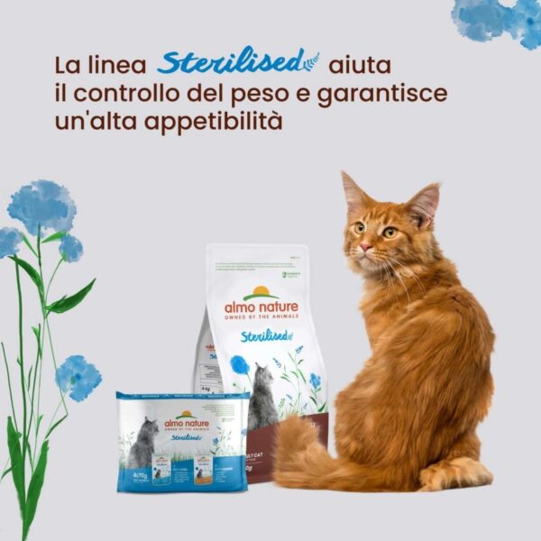 Almo Nature Sterilised Tonno – Cibo Umido Naturale per Gatti Adulti Sterilizzati – 30 Bustine da 70g (2,1 kg Totali) – Alta Qualità e Ingredienti Selezionati - immagine 2