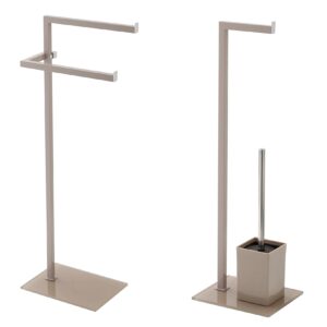 Feridras Set Bagno Tortora – Portascopino + Porta Asciugamani Coordinati – Design Elegante e Salvaspazio