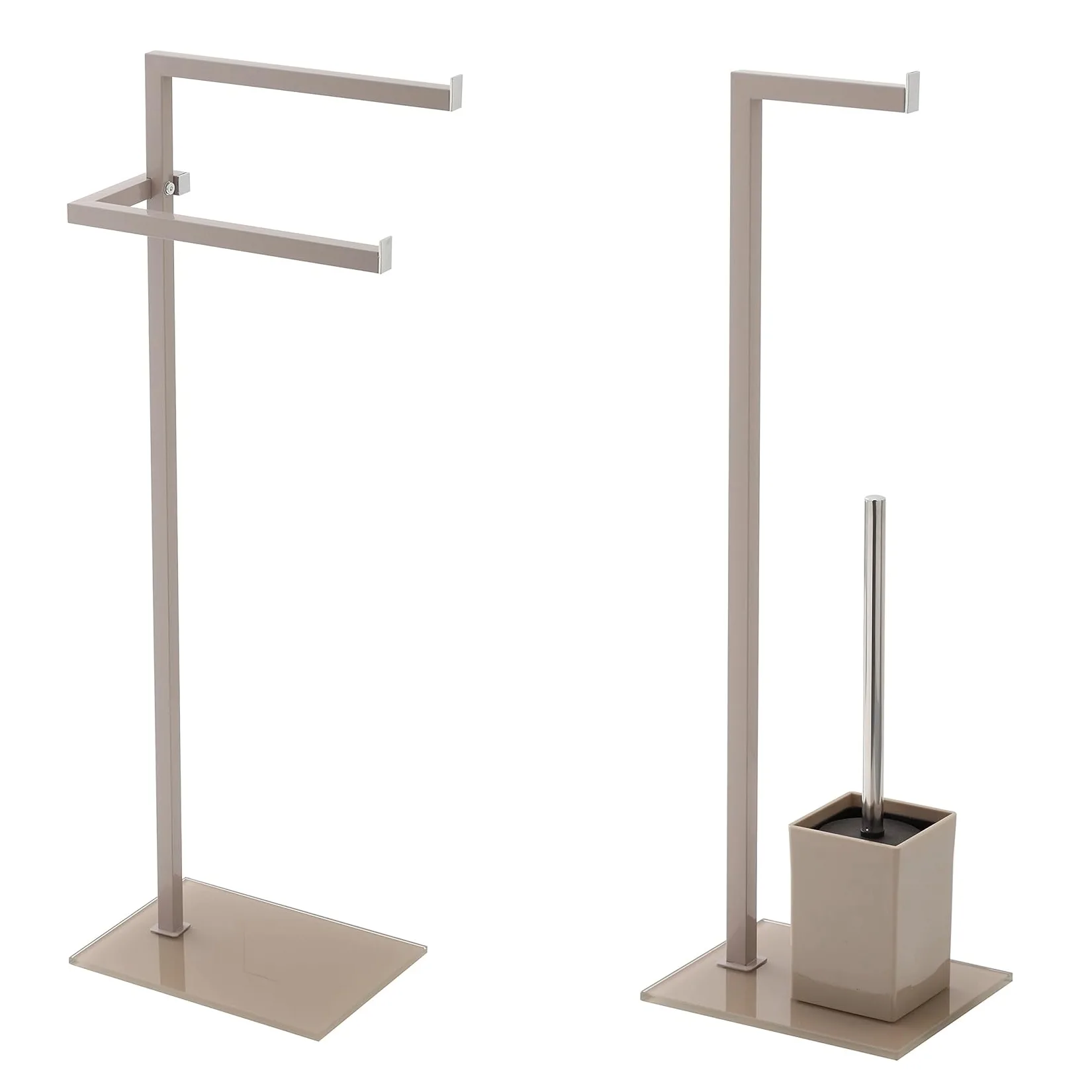 Feridras Set Bagno Tortora – Portascopino + Porta Asciugamani Coordinati – Design Elegante e Salvaspazio