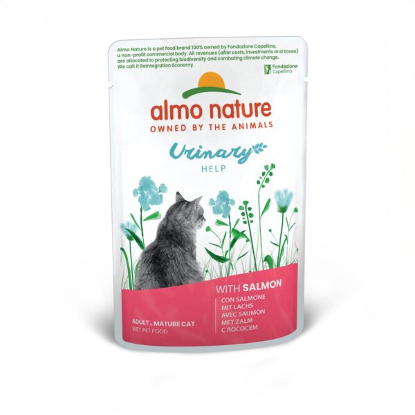 Almo Nature Holistic Urinary Help Gatti Adulti – 30 Bustine da 70g – Cibo Umido al Salmone per Vie Urinarie