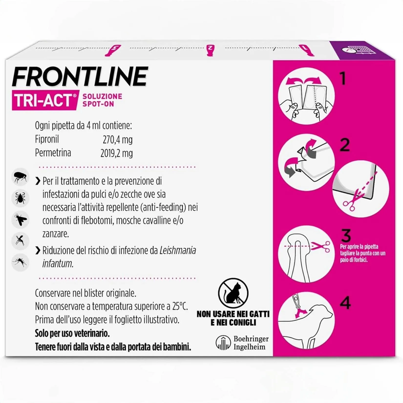 FRONTLINE Triact per Cani Taglia L (20-40 kg) – 3 Pipette Antiparassitarie Contro Pulci, Zecche, Zanzare, Pappataci e Leishmaniosi – Protezione Completa a Lunga Durata - immagine 2