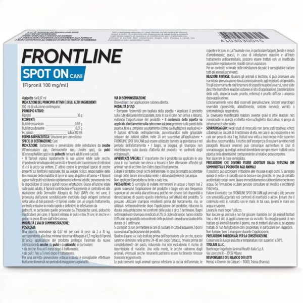 BOEHRINGER Frontline Spot On Cani Taglia S (2-10 kg) – 4 Pipette Antiparassitarie Lunga Durata Contro Pulci, Zecche e Pidocchi – Protezione per Cani e Cuccioli - immagine 2
