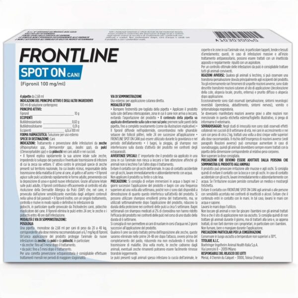 BOEHRINGER Frontline Spot On Cani Taglia L (20-40 kg) – 4 Pipette Antiparassitarie Contro Pulci, Zecche e Pidocchi – Protezione Lunga Durata per Cani e Cuccioli - immagine 2