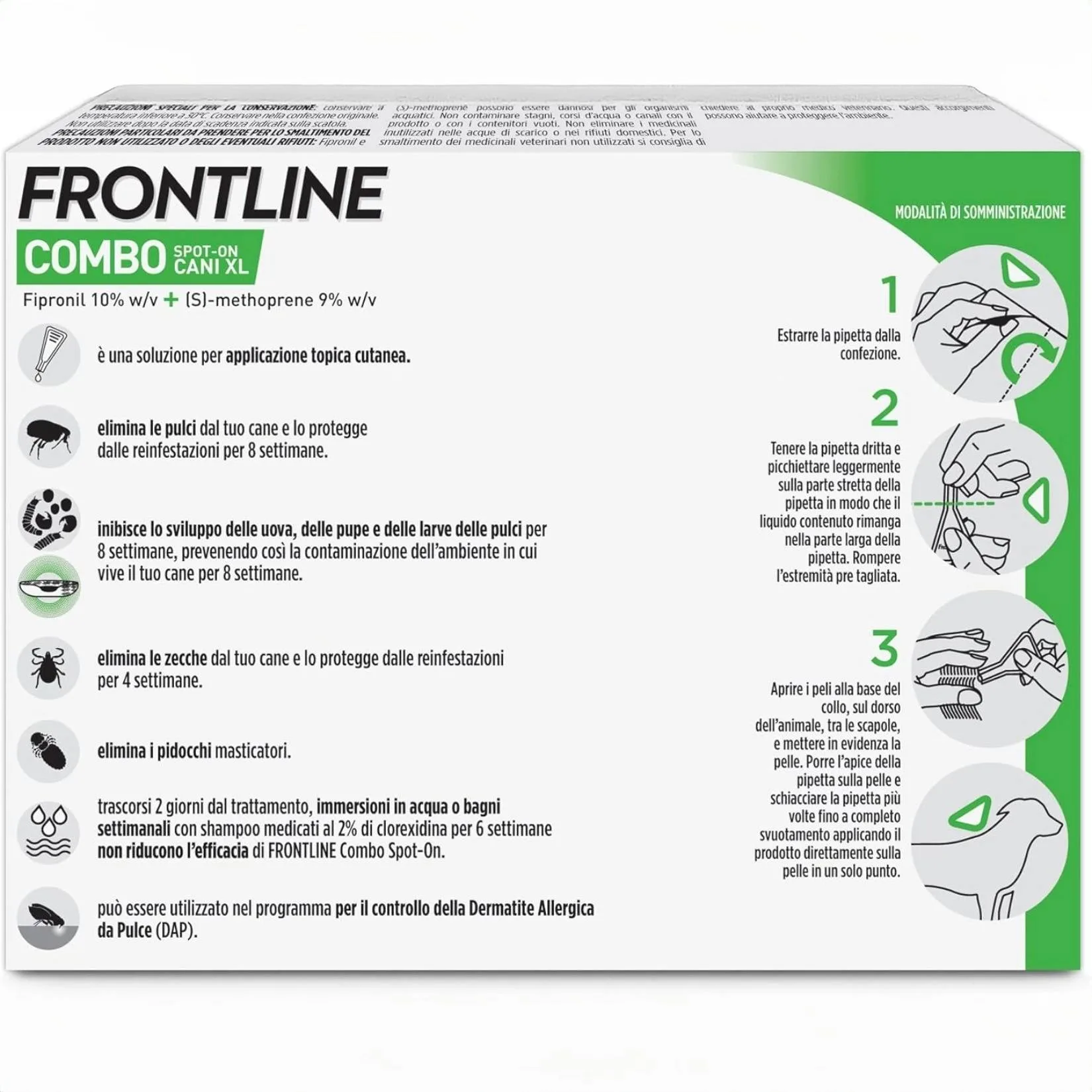 Boehringer Frontline Combo XL per Cani oltre 40 Kg – 3 Pipette Antiparassitarie – Protezione Completa da Pulci, Zecche, Uova e Larve per Cane e Ambiente - immagine 2