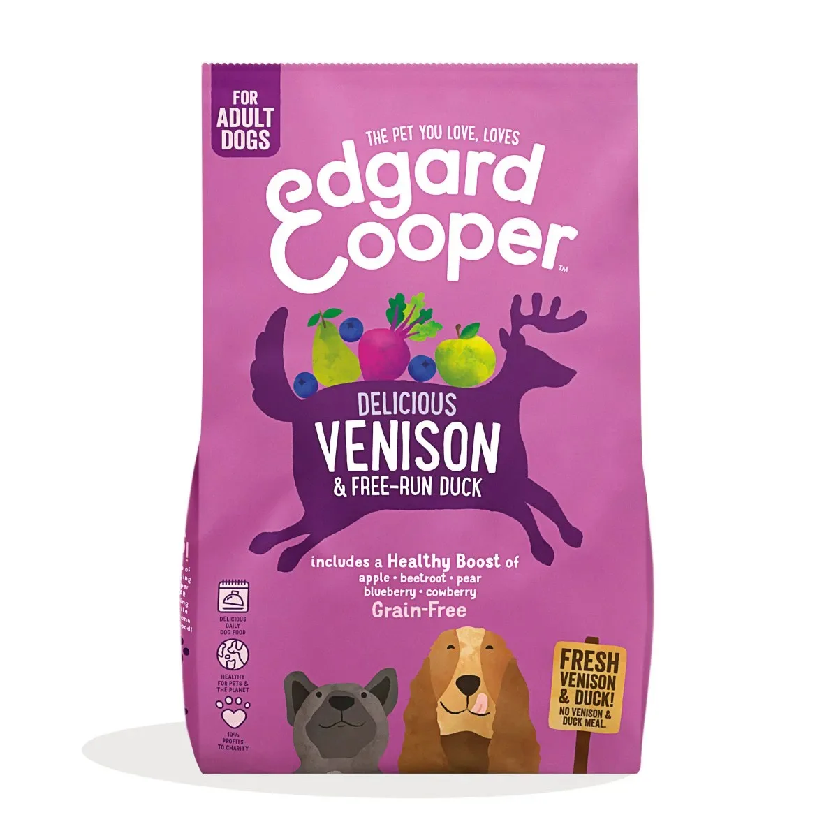 Edgard & Cooper Crocchette Cani Adulti 2,5Kg – Cervo e Anatra – Alimento Secco Naturale e Nutriente per Cani di Taglia Media e Grande - immagine 3