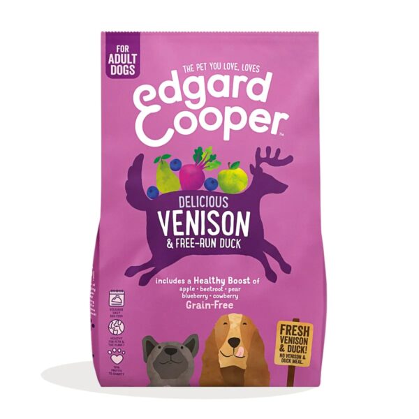 Edgard & Cooper Crocchette Cani Adulti 12Kg – Cervo e Anatra – Alimento Secco Naturale e Nutriente per Cani di Taglia Media e Grande - immagine 3