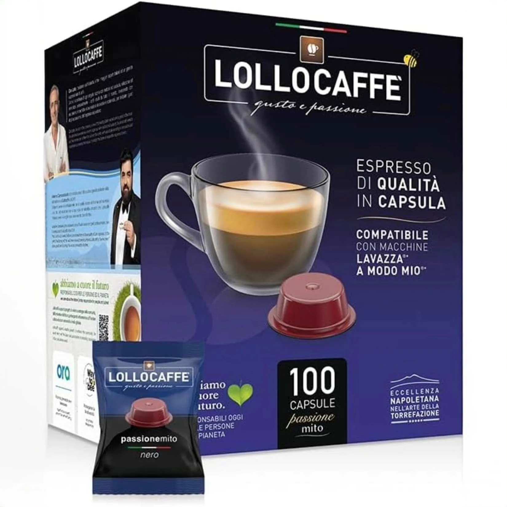 Capsule Caffè Lollo A Modo Mio Miscela Nera – Gusto Forte e Deciso – Compatibili Lavazza - immagine 4