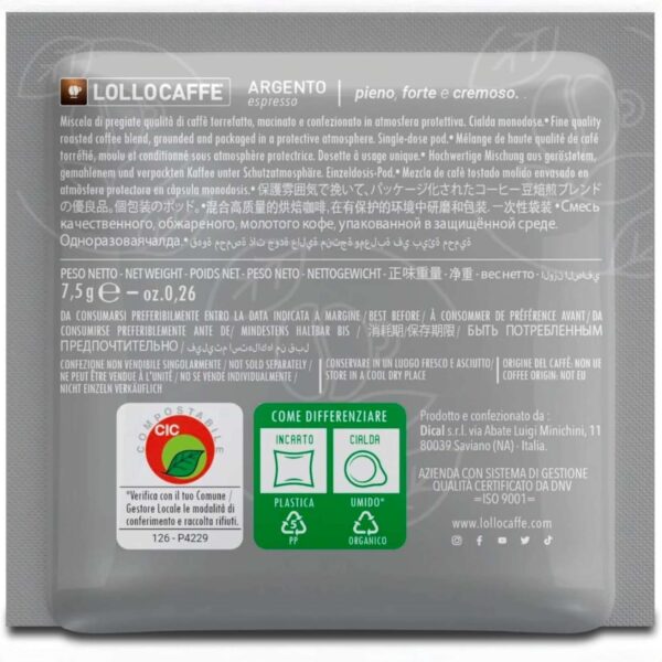 Caffè Lollo Miscela Argento – Cialde ESE 44mm Compatibili, Gusto Intenso e Cremoso - immagine 2
