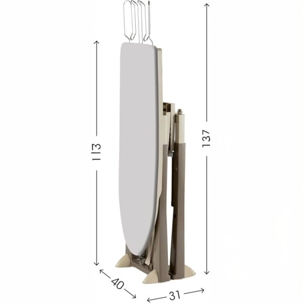 Bama TREND Asse da Stiro Regolabile in Plastica - Colore Tortora – 137x40 cm Robusto e Salvaspazio - immagine 3
